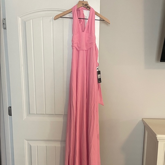 Chic Pink Halter Maxi Dress - Picture 1 of 4